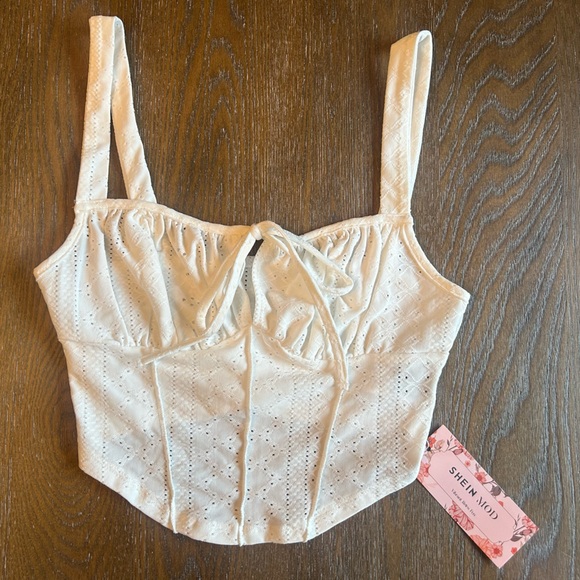 SHEIN Tops - SHEIN White Eyelet Top NWT
